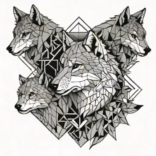 Wolf In Rome With Two Pups