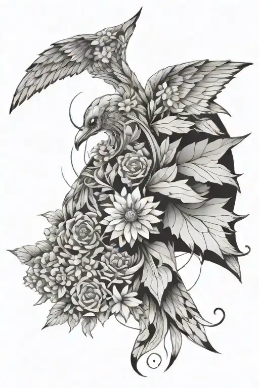 1111 Incorporated Into Its Angel Wings Surrounded By Flowers