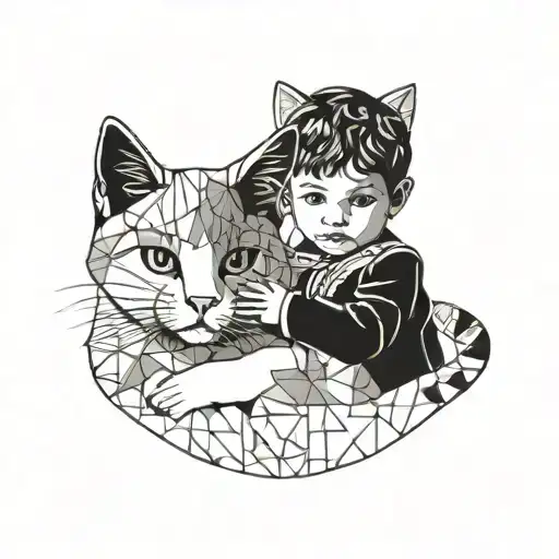 Palestinian Child Holding A Cat