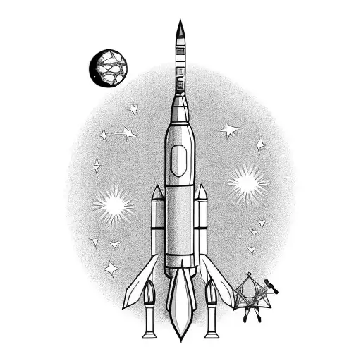 Saturn V Rocket And Arrow