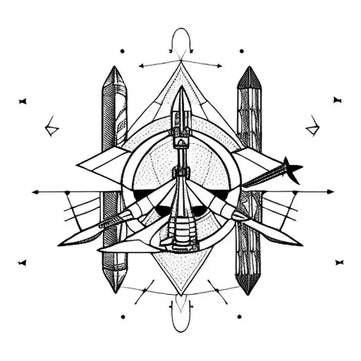 Saturn V Rocket And Arrow