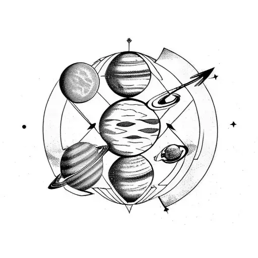 Solar System And Arrow