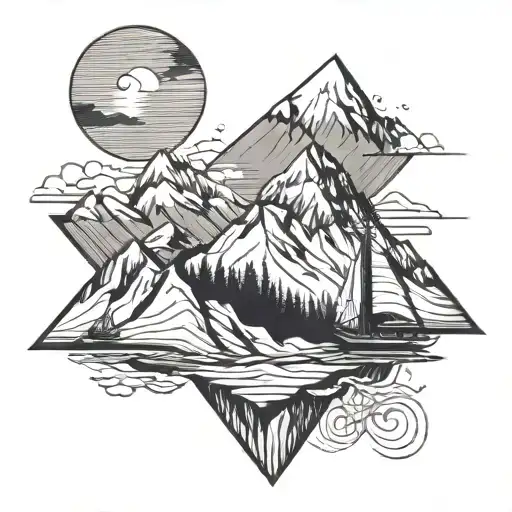 Snowy Mountain Top Scene Transitioning Into A Sailing Scene