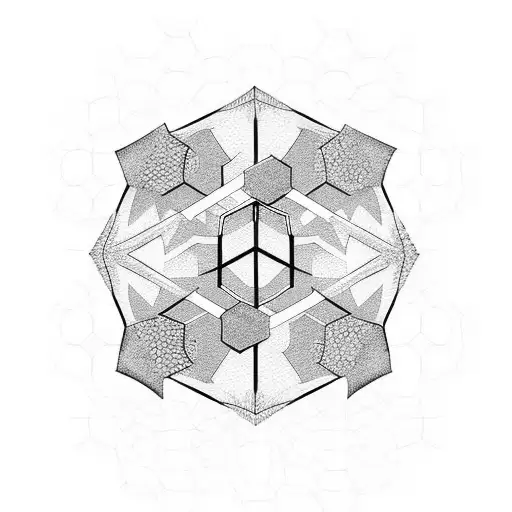 Hexagon Pattern Skin Break With A Holy Cross Sillouette In The Background