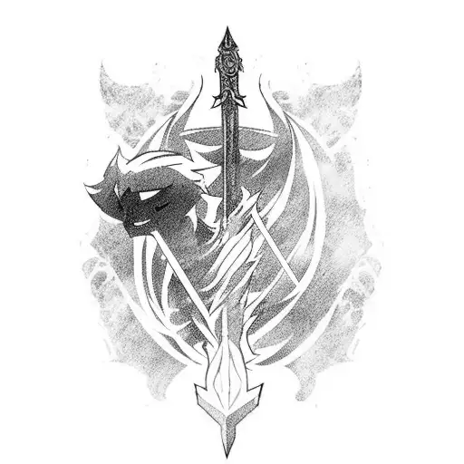 Anime-inspired Dark Fantasy Scene With A Powerful Warrior Wielding A Sword