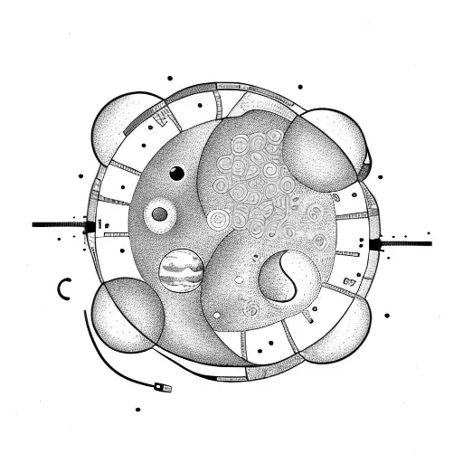 Moon Phases Integrated Into A Coding Circuitry Pattern