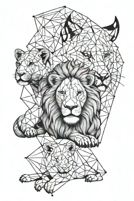 Bull And Lion Cub Resting