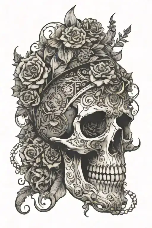 Skull With Things Around It And Make It Gothic Clown Woman