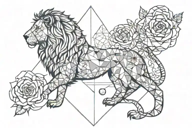 Lion And Rose And Moon