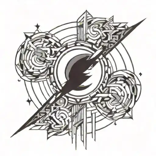 Moon And Lightning Bolt Striking