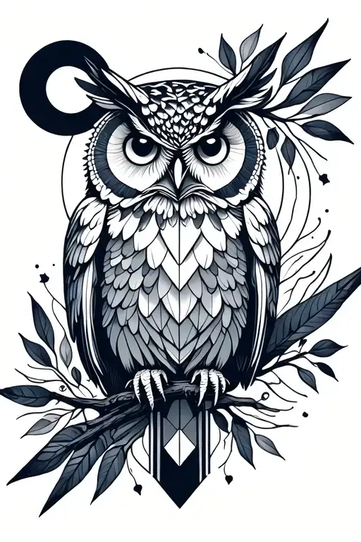 Owl Perched With Moon Inside