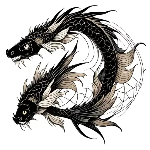 Dragon & Koi Fish
