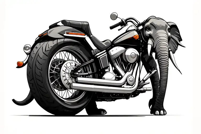 Elephant On A Harley Davidson Motorcycle