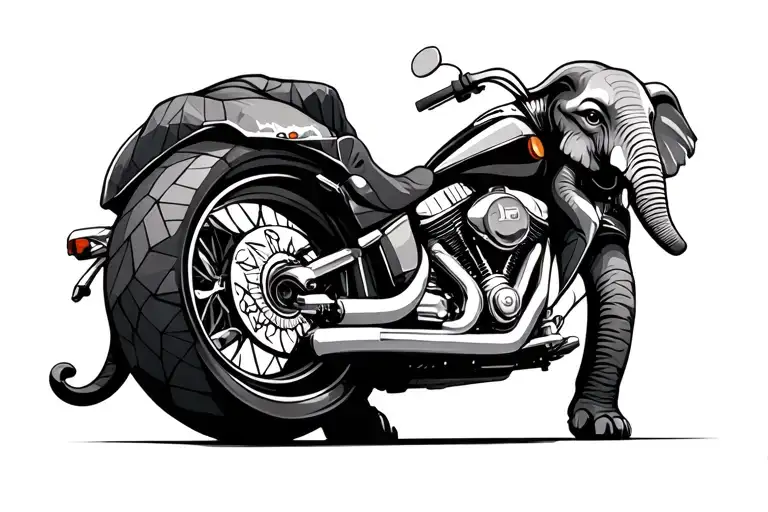 Elephant On A Harley Davidson Motorcycle Riding
