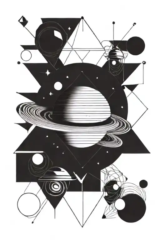 Geometric Shapes And Planet Saturn