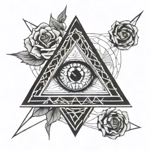 Masonic Eye And Rose On A Black Stem