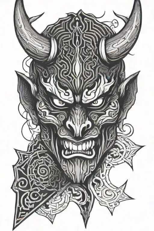 Demon Oni Mask With Katana