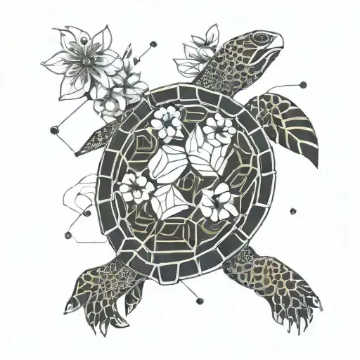 Turtle With Flowers
