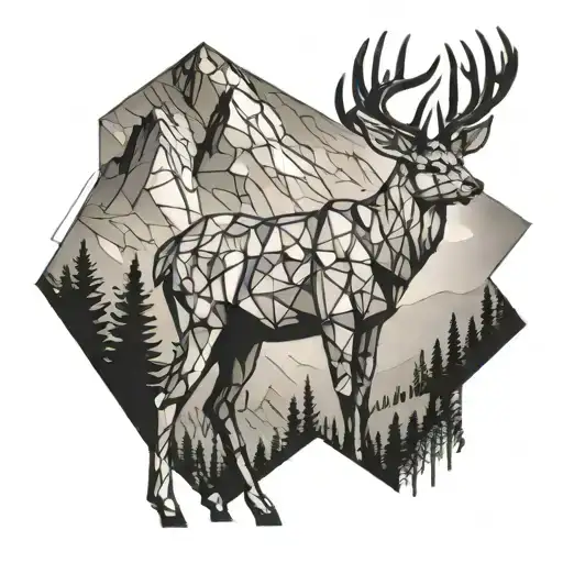 Geometric Buck Standing On A Mountain Side