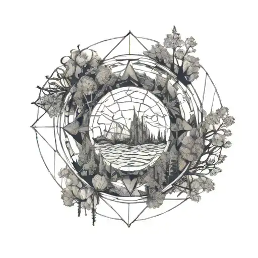 Forests And Oceans In A Circle Shape