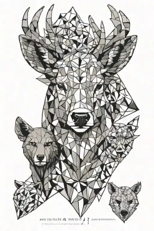 Deer And Bear Face Merged Together Symbolizing
