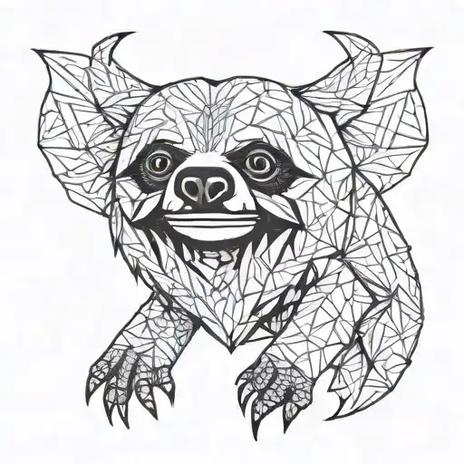 Sloth Demon With Line Tattoo Design Inspired