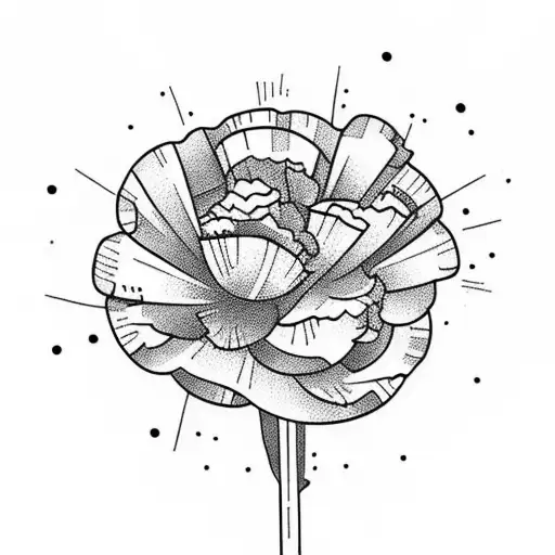 Carnations Tatto On The Lower Arm With A Coverup With Thin Geometric Lines And Some Splash Of Color