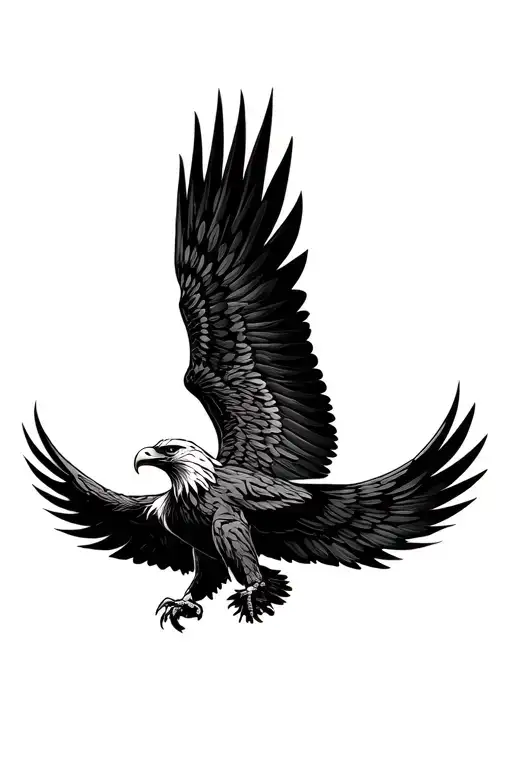 Eagle Tattoo With Open Wings In The Style Of Sketch-tattoos On The Chest