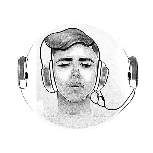 Music With Headphones And Face