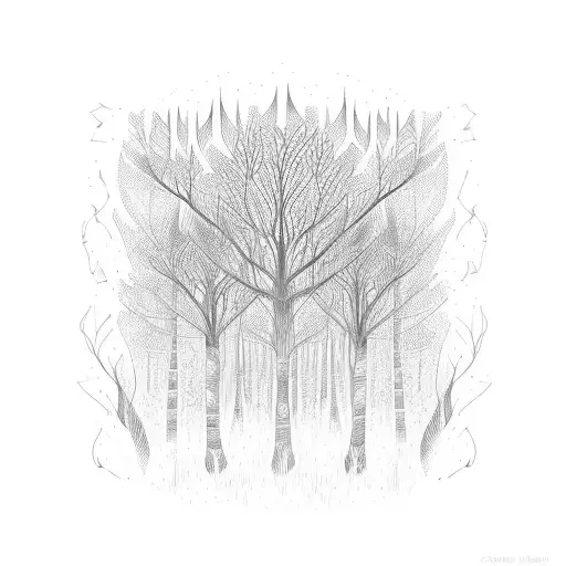 An Old Forest Of Rhynias With Water Streaks