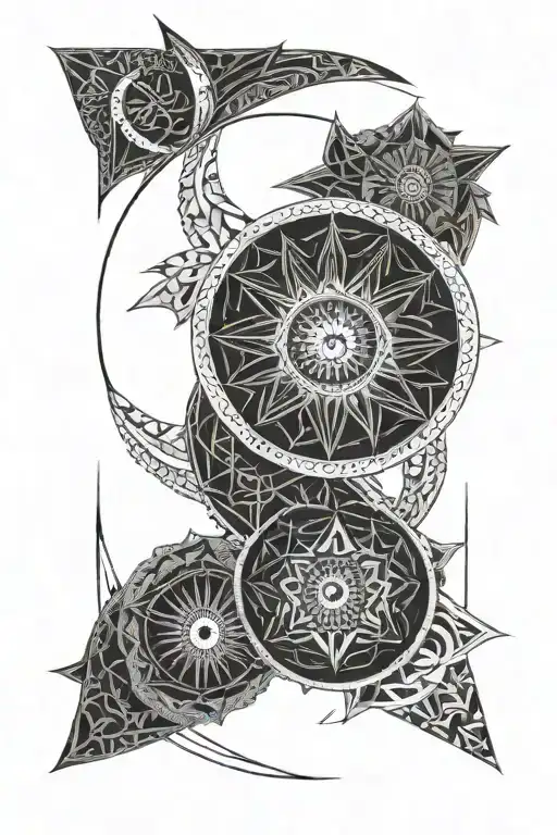 Geometric Celtic Mandala Sun Moon