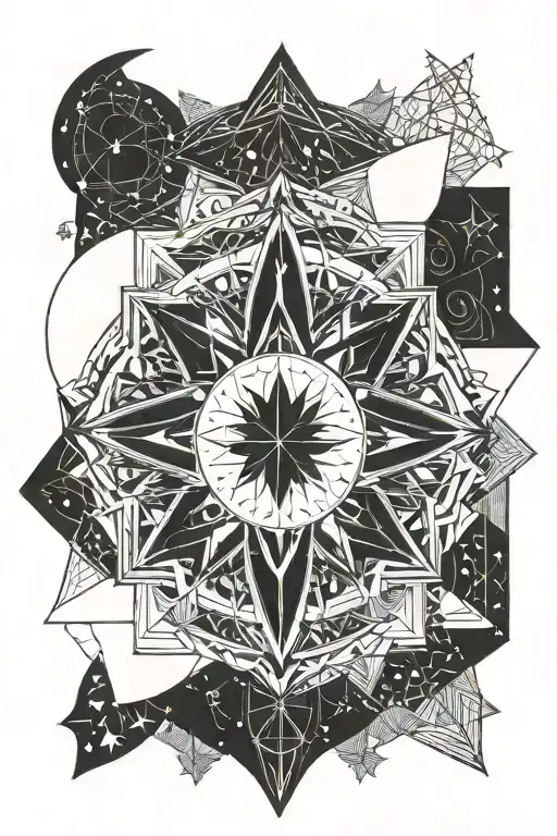 Minimalist Mandala Stars Moon Travel