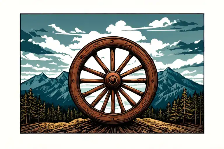 Wagon Wheel With Appalachian Mountain