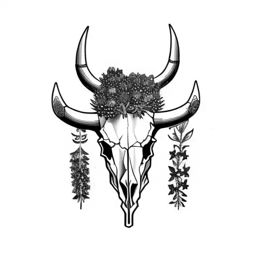 Bull Skull With Bluebonnets