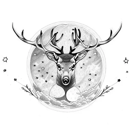 Stag And Moon Stars Saturn