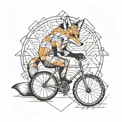 Fox On A Bicycle In The Mountain