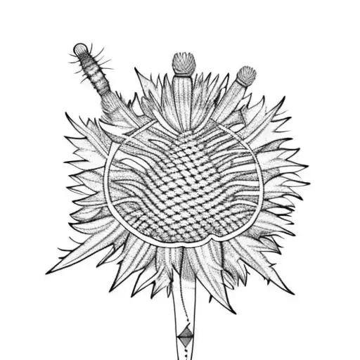 Scottish Thistle With Tartan