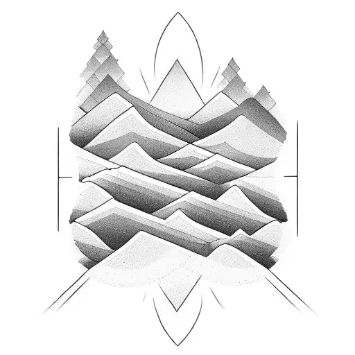 One Line Mountain And Wave