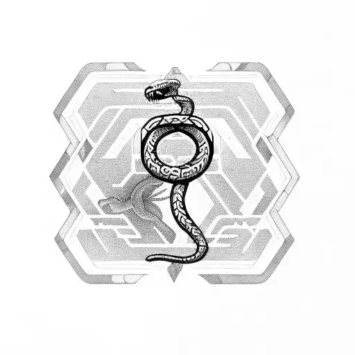 Snake With Sci-fi And Sleep Token Symbol
