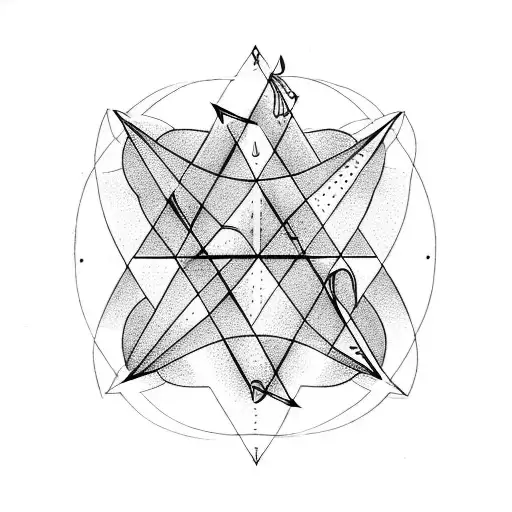 Triangle With Circles And Arrow Tattoo