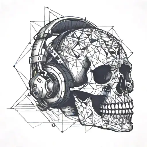 Skull Wearing Headphones