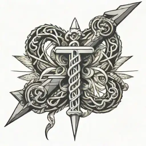 Rod Of Asclepius Symbol With Sword
