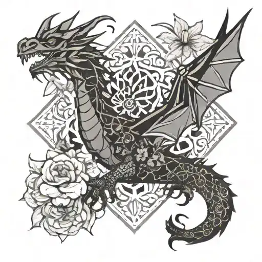 Dragon With Flowers
