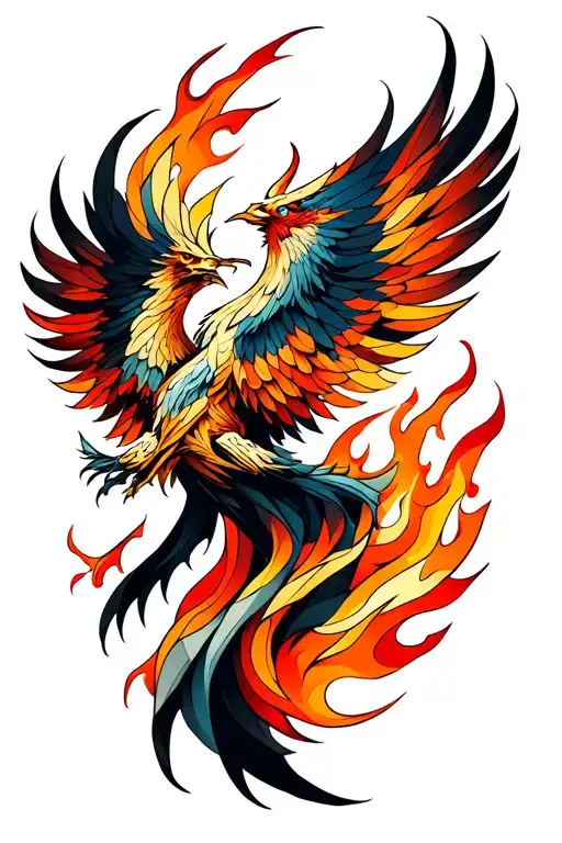Phoenix Rising From Flames