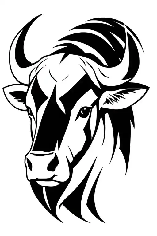 Taurus Bull Head Black And White