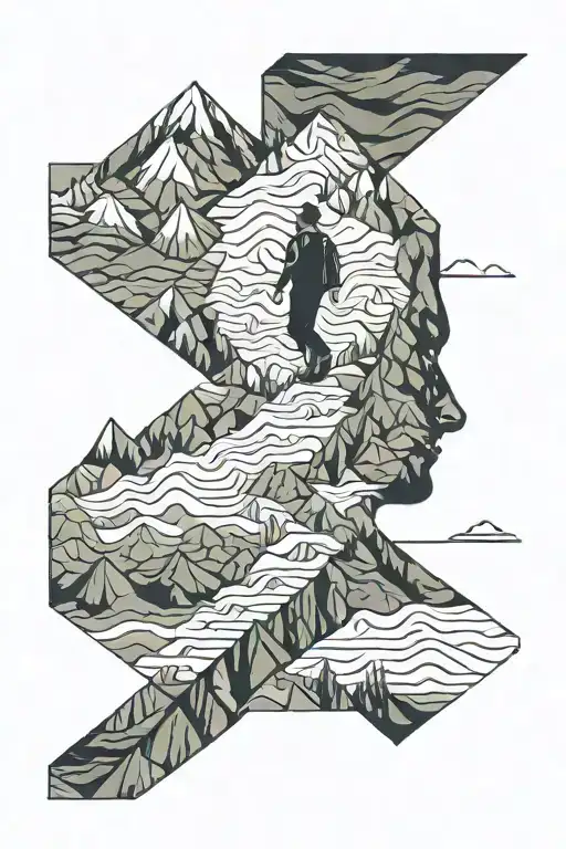 Man Walking Up Mountain Range