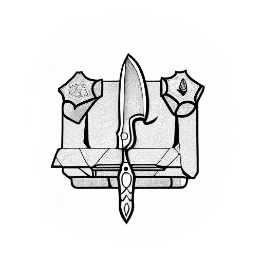 Knife And Book In Rhomboid