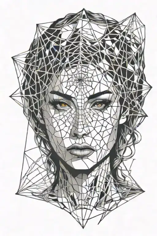 The Head Of A Girl With A Spider Web On Her Head