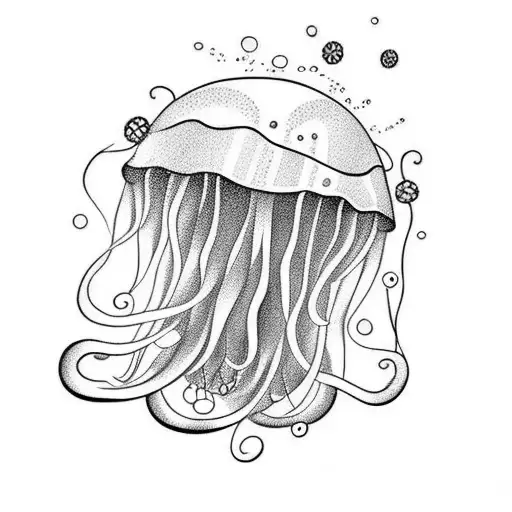 An Imaginative Tattoo Of A Jellyfish Reading A Book Underwater