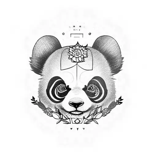Panda With Flowers And Demons